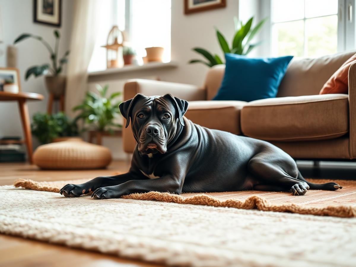 Cane Corso relaxing at home